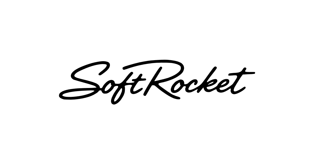 흰색 배경에 검은색 SoftRocket 필기체 로고가 배치된 공식 웹사이트 대표 이미지